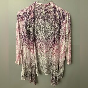 Dress Barn Pink and Purple Floral Cardigan
